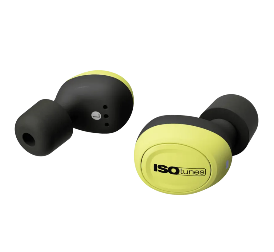 FREE 2.0 IT-72 volledig draadloze Bluetooth in-ear gehoorbescherming, EN352, SNR 31 dB, IP45, geel/zwart