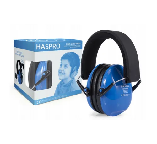 HASPRO Kids Earmuffs blue children’s hearing protection, EN352-1, SNR 27 dB, adjustable earmuffs from approx. age 3