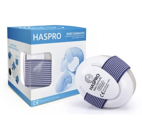 HASPRO Baby Earmuffs Blue hearing protection for babies and toddlers 0-3 years, SNR 23 dB