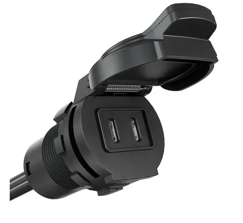 AquaAmp Dual USB-C waterproof flush-mount charger for 10-24V installations