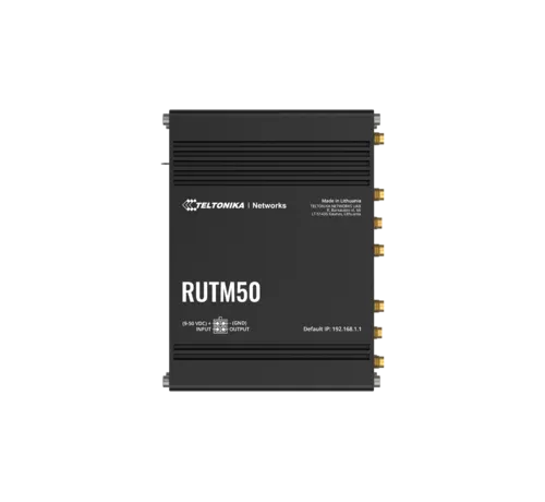 Teltonika RUTM50 industrial 5G router with Dual SIM, WiFi 5 and 5x Gigabit Ethernet