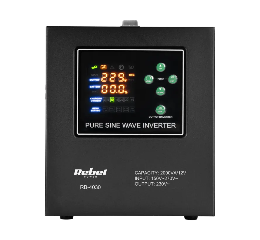 POWER-2000-LFP4 12 V pure sine wave UPS with LiFePO4 support