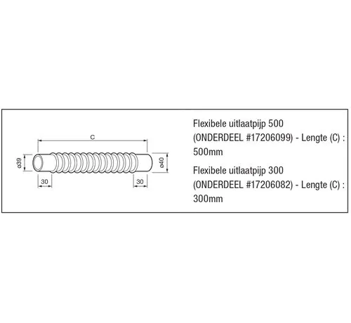 Toyotomi flexibele rookafvoerpijp 500 mm voor FF-kachels