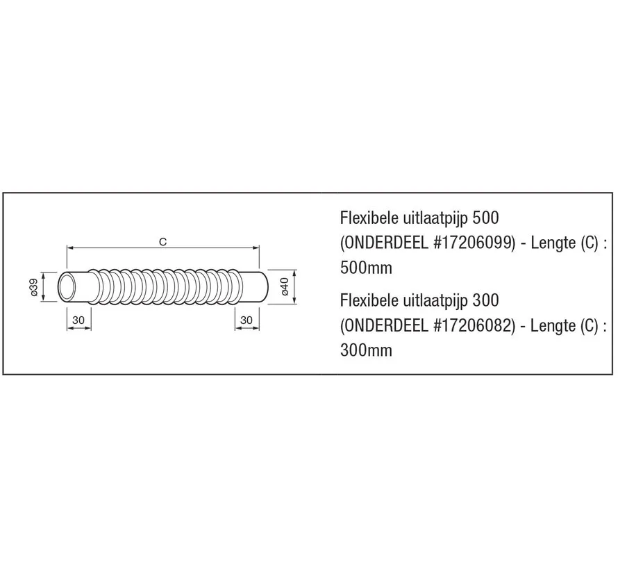 flexibele rookafvoerpijp 500 mm voor FF-kachels