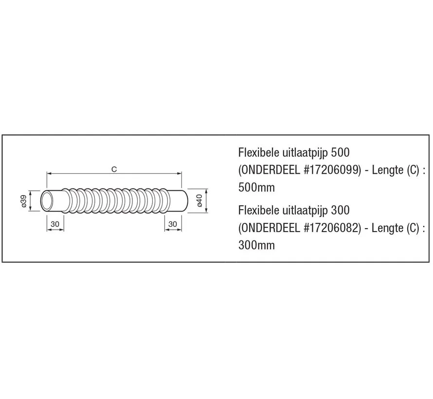 flexible exhaust pipe 300 mm for FF heaters