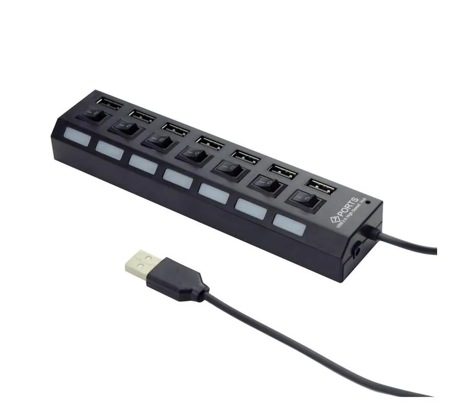 7 poorts USB 2.0 hub with voeding