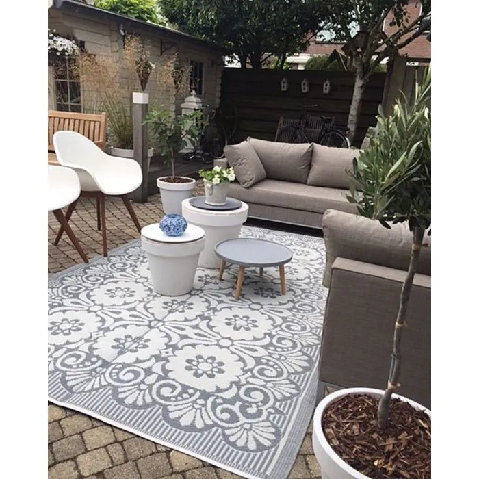 Grijs wit buitenkleed groot maat 270 x 180