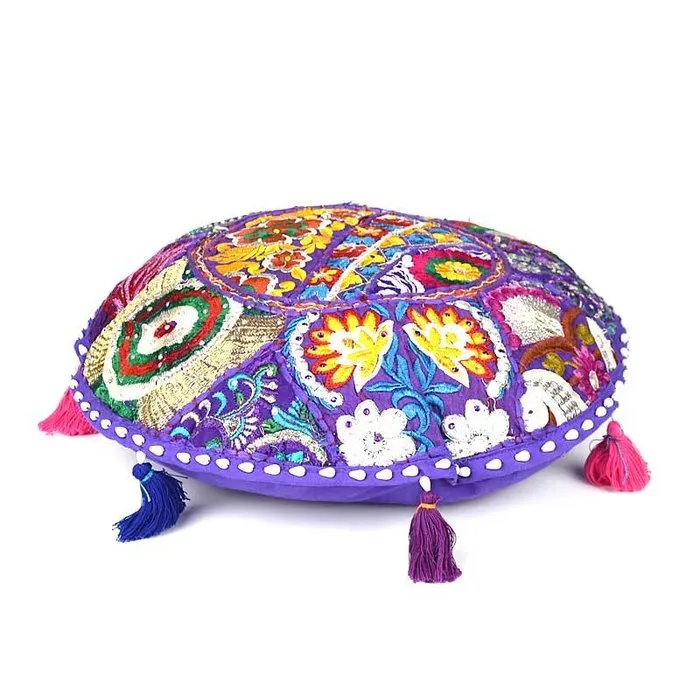 Kussen rond paars patchwork