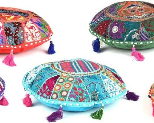 Meditatie ronde kussentjes in chakra kleuren