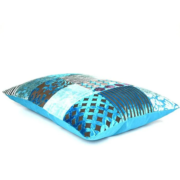Turquoise Patchwork kussen