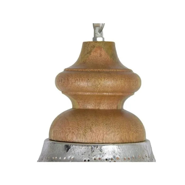 Zilveren filigrain eettafellamp met hout