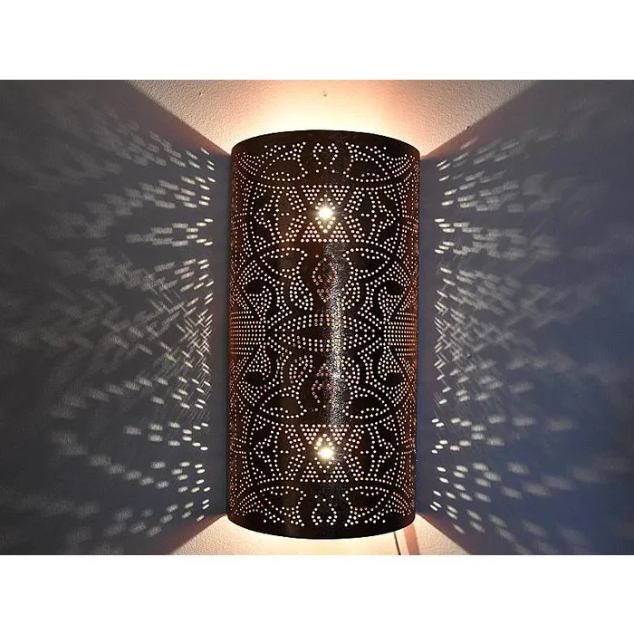 Koperen wandlamp filigrain cilinder vorm