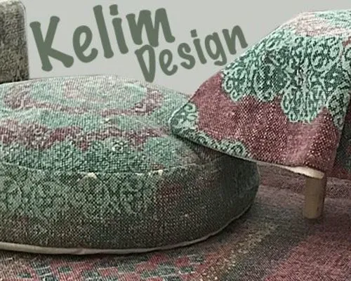 Vloerkleed en kussen met kelimprint