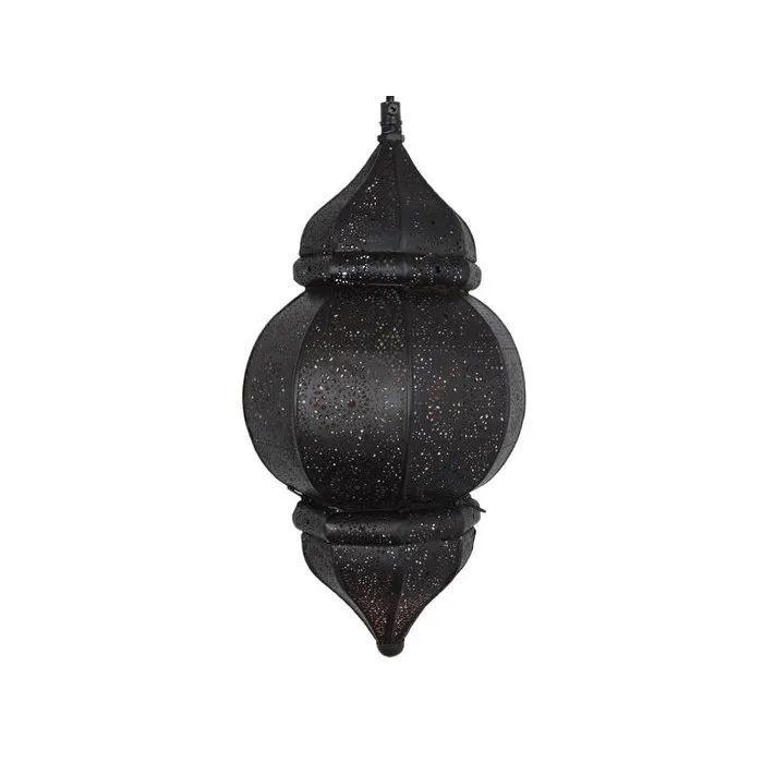Klein oosters aladdin hanglampje zwart met koperen binnenkant