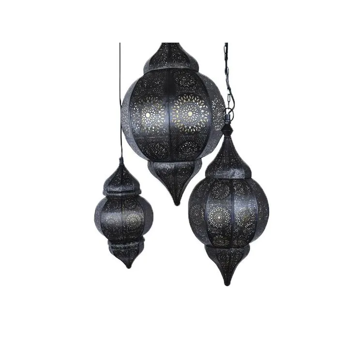 3 delige oosterse hanglampen set zwart,goud