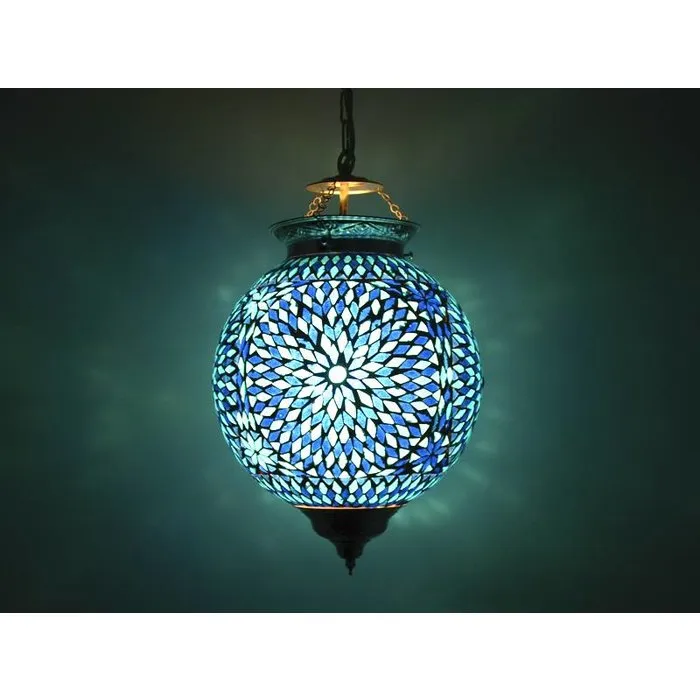 Oosterse hanglamp blauw mozaïek turkisch design