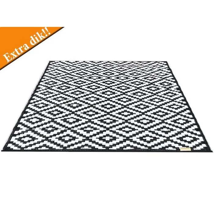 Wonder Rugs Buitencarpet zwart wit extra dik