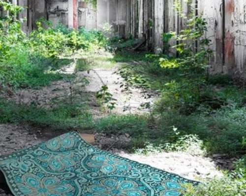 Groen met goud buitenkleed nieuw exclusieve buiten vloerkleden