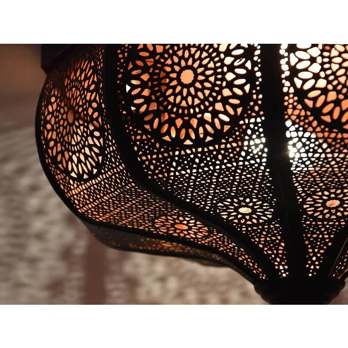 Orientaalse plafonniere zwart koper filigrain