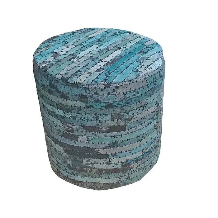 Poef leer ocean blauw groen