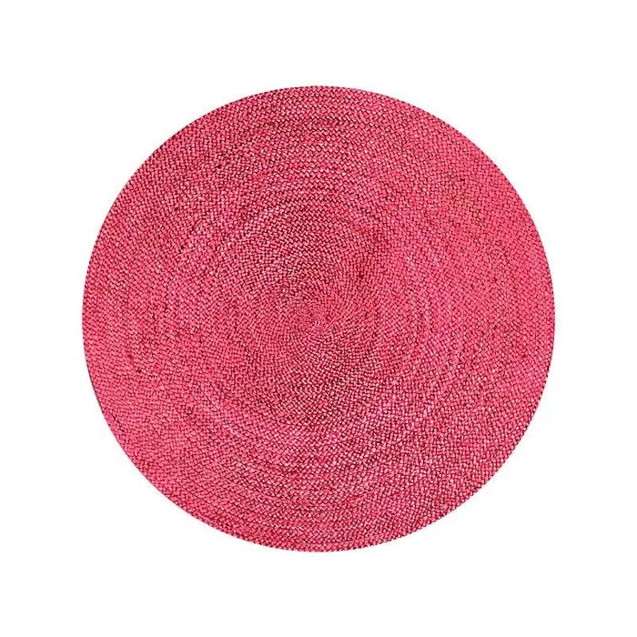 Zacht roze jute rond vloerkleed