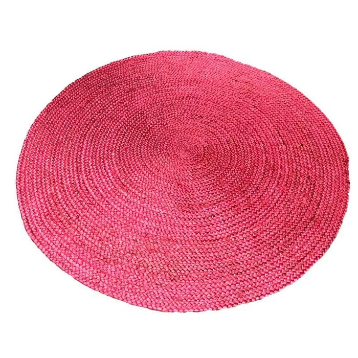 Zacht roze jute rond vloerkleed
