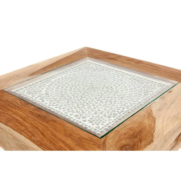 Bijzettafel massief hout met oosters glas mozaïek