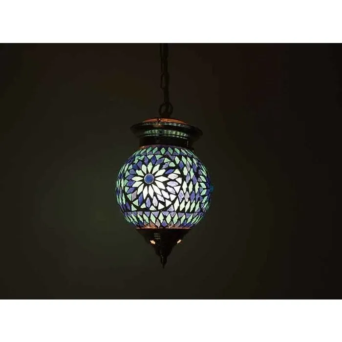 Oosterse hanglamp mozaïek blauw wit turkish design