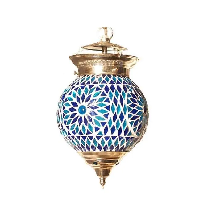 Oosterse hanglamp mozaïek blauw wit turkish design