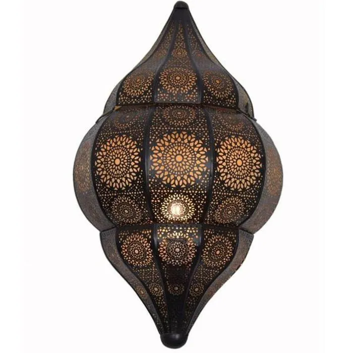 Filigrain wandlamp zwart koper