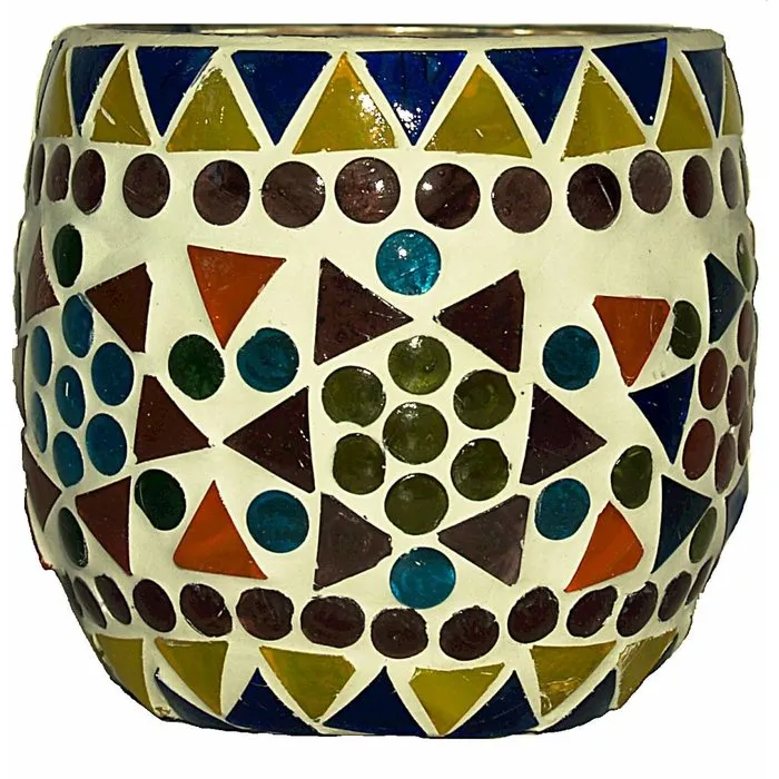 Oosterse waxinelichthouder mozaïek gekleurd glas