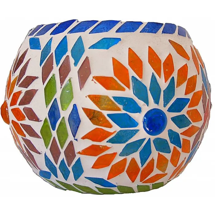 Waxinelichthouder mozaïek kleurrijke bol