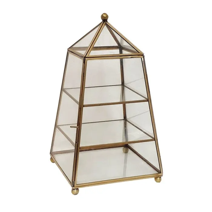 Vitrinekastje messing 3 laags