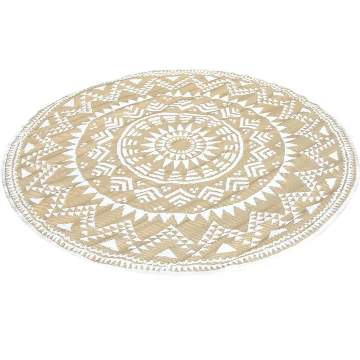 Wonder Rugs Rond wit gouden tuintapijt