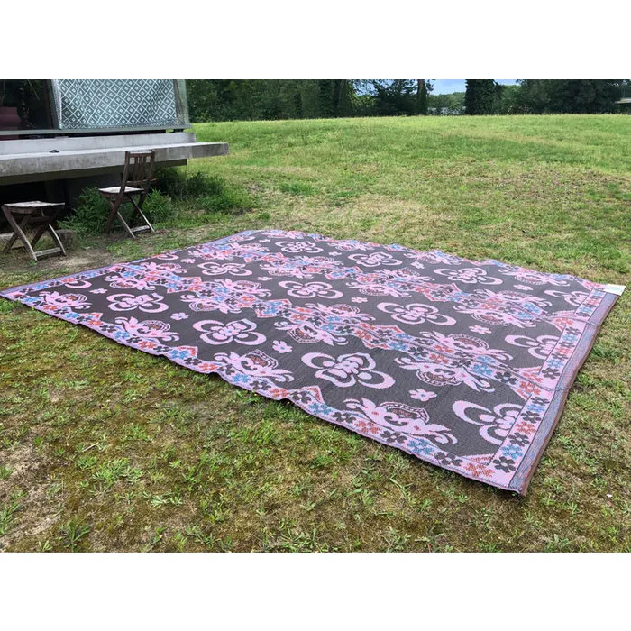 Wonder Rugs Groot outdoor tuinkleed bruine bloemen