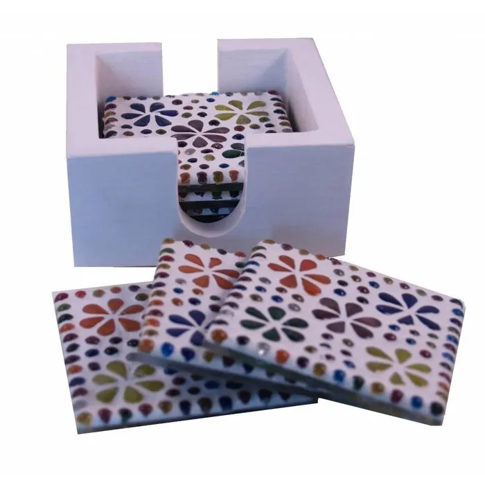 Onderzetters mozaiek multicolor bloemetjes