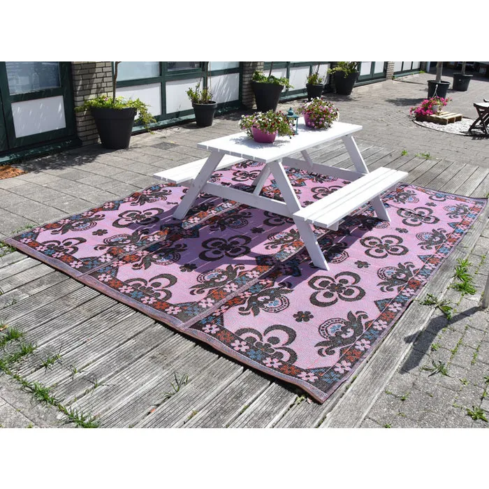 Wonder Rugs Groot outdoor tuinkleed bruine bloemen