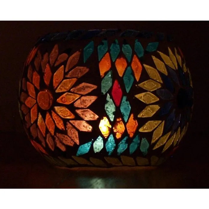 Waxinelichthouder mozaïek kleurrijke bol