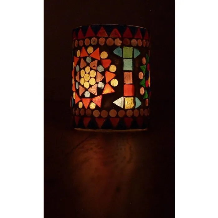Waxinelichthouder mozaïek multi colour