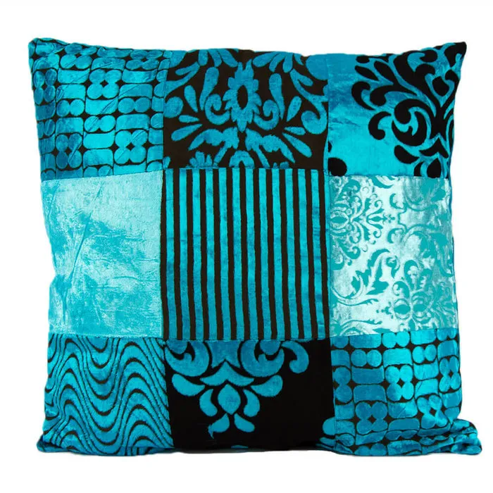 Sierkussen turquoise patchwork