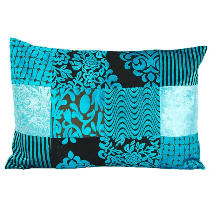 Turquoise Patchwork kussen