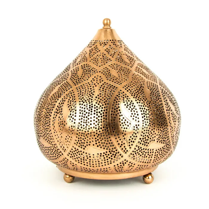 Koperen oosterse tafellamp met bewerking