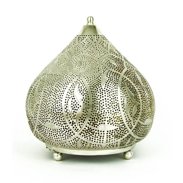 Zilveren oosterse tafellamp met bewerking