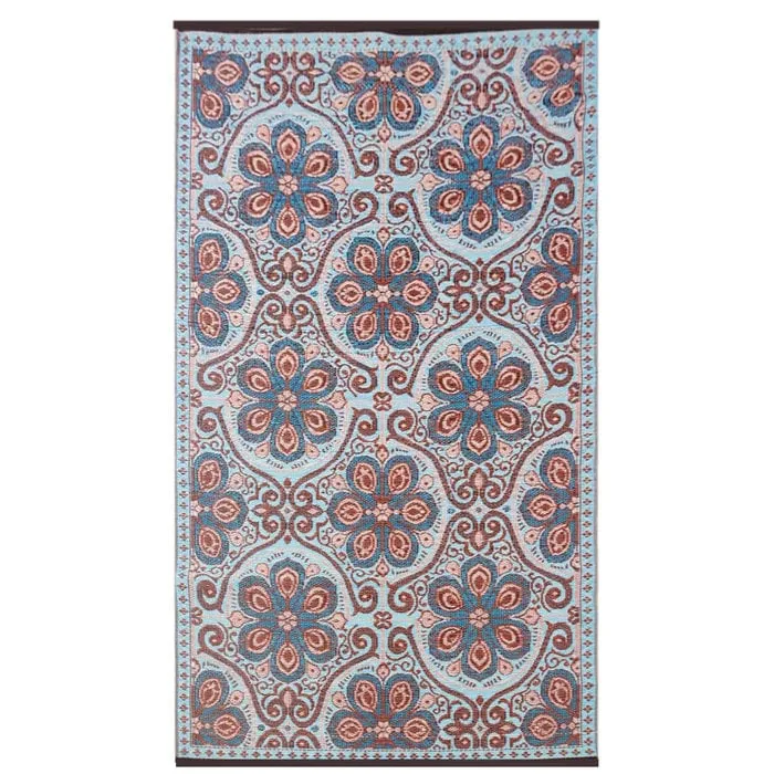 Wonder Rugs Turquoise met terra bohemian buitenkleed