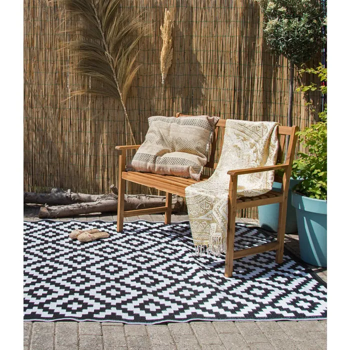 Wonder Rugs Buitencarpet zwart wit extra dik