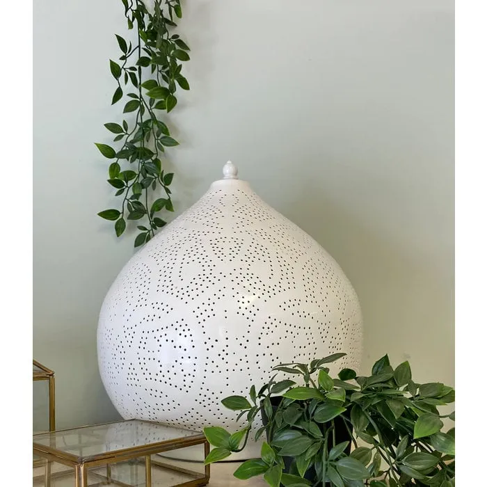 Witte filigrain tafellamp oosters