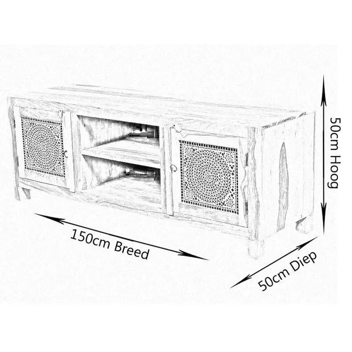 Oosterse tv meubel glas mozaiek transparant 150 cm