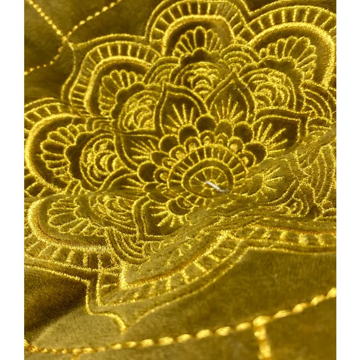 Fluwelen poef goud bruin met goud draad