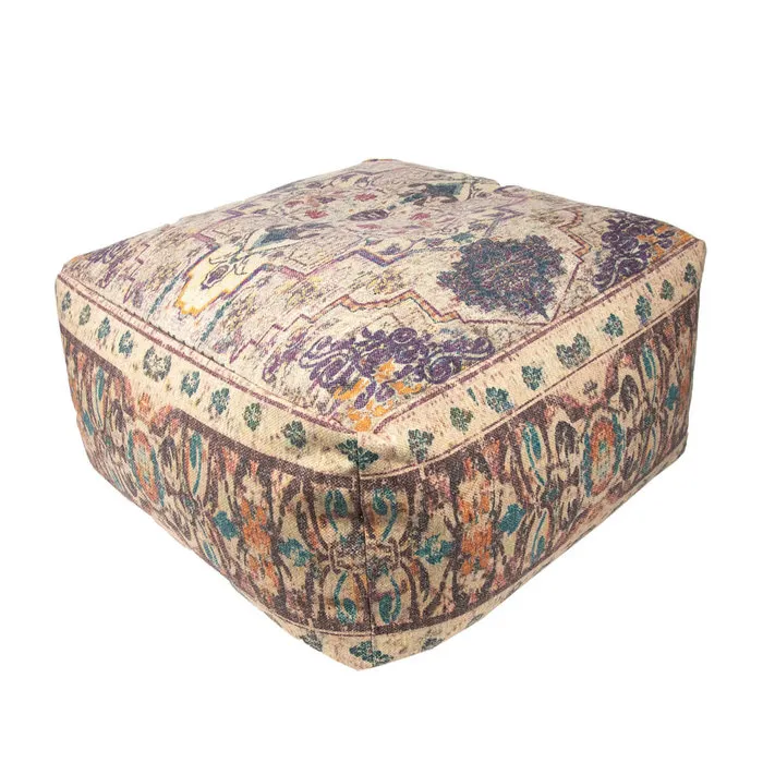 Kelim verkante poef beige