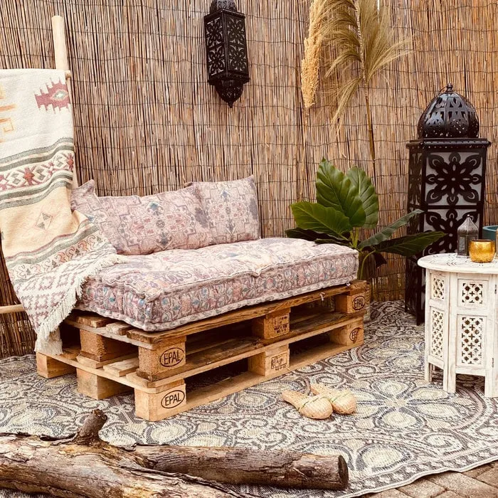 Palletkussens rug +zit kussen kelim design